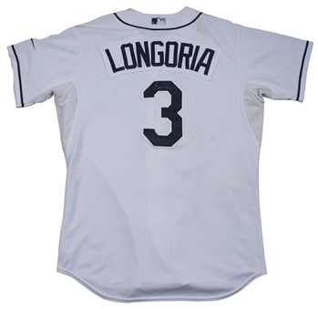2014 Evan Longoria Game Used & Signed Tampa Bay Rays Home Jersey Photo Matched To 4/19/14 For Career Home Run #164 - Sets Franchise Record (MLB Authenticated & Beckett) 